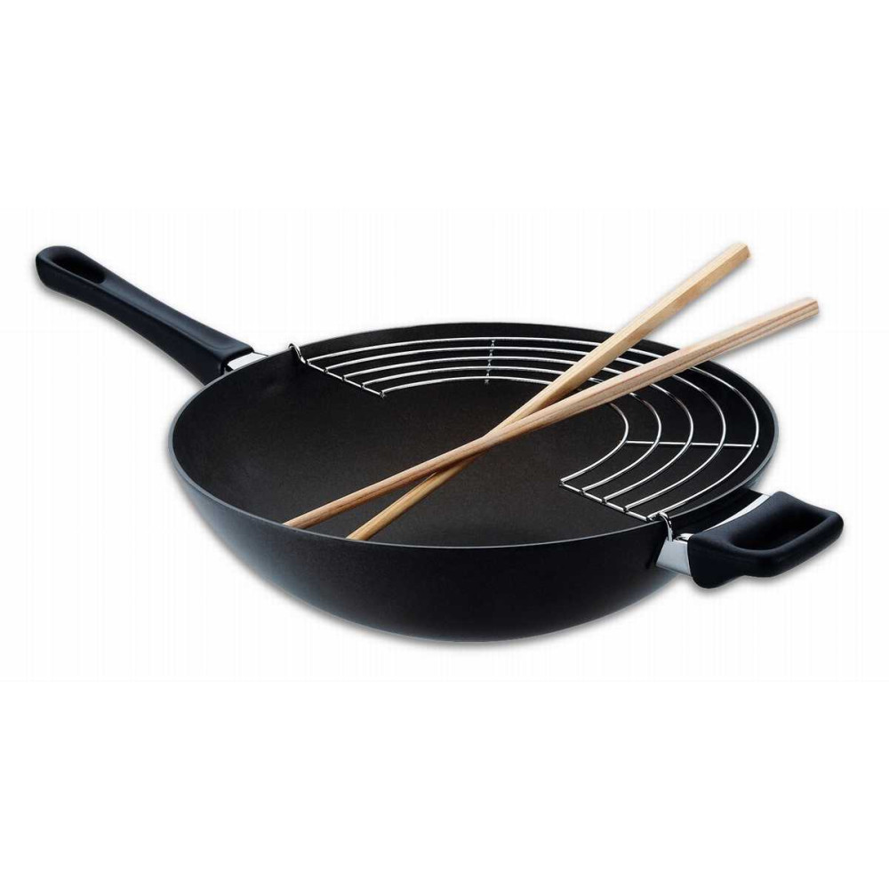 Scanpan Titanium Wok with Rack & Chopsticks 36cm Kitchenware Australia