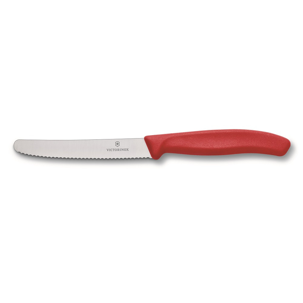 Victorinox Steak and Tomato Knife Round Tip Wavy Edge 11cm Red