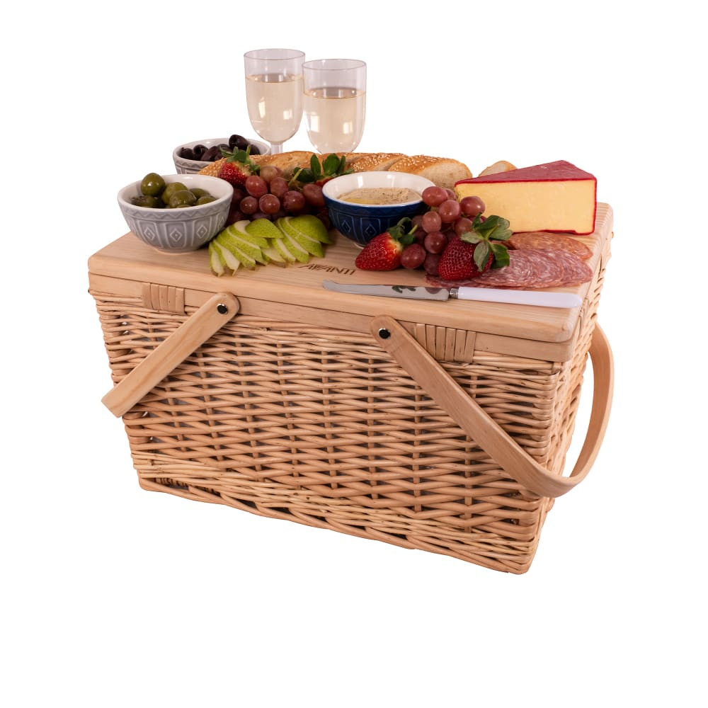 Avanti Pinewood Top Insulated Picnic Basket 4 Person Flora ...