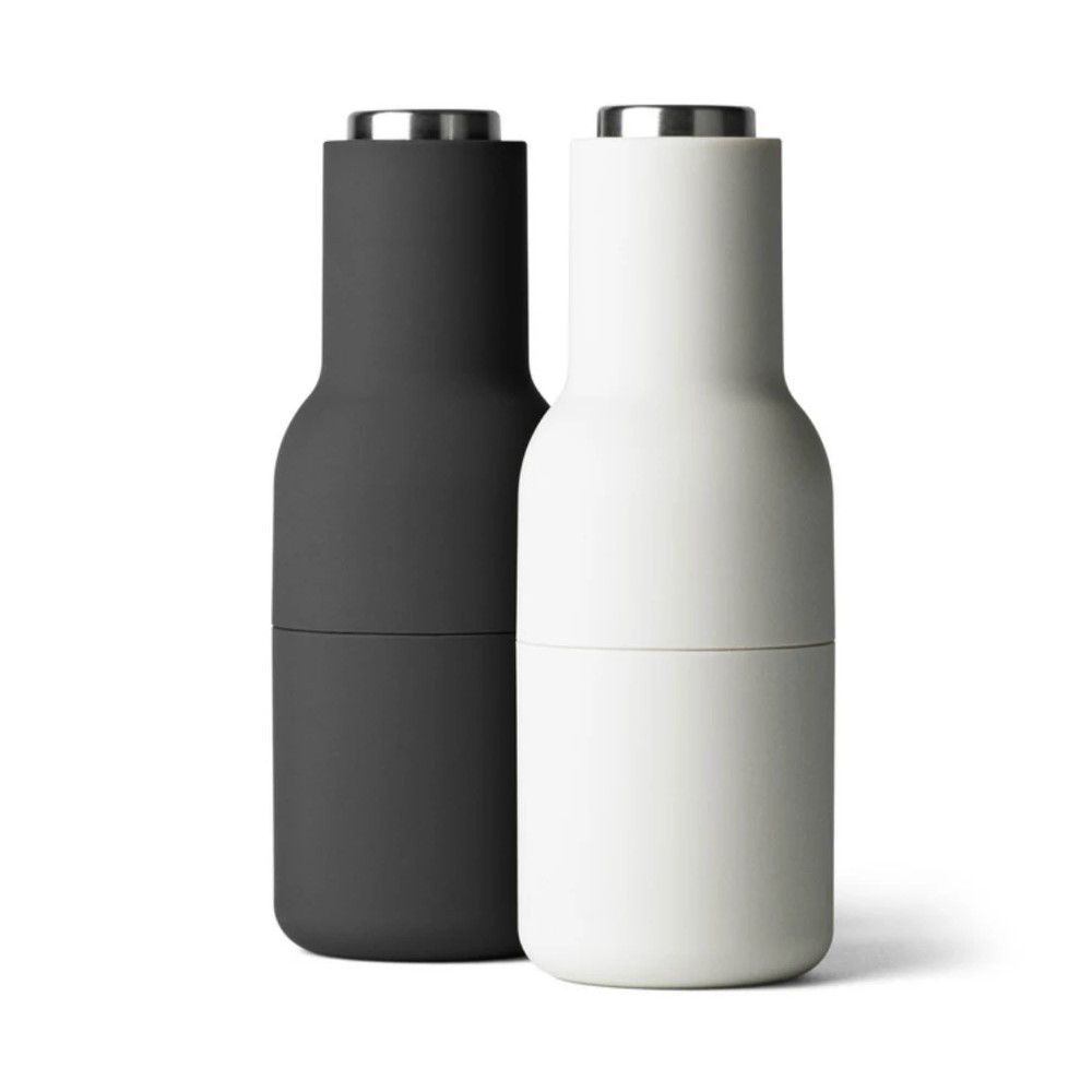 Menu Salt & Pepper Bottle Grinder Set Ash and Carbon Steel Lid