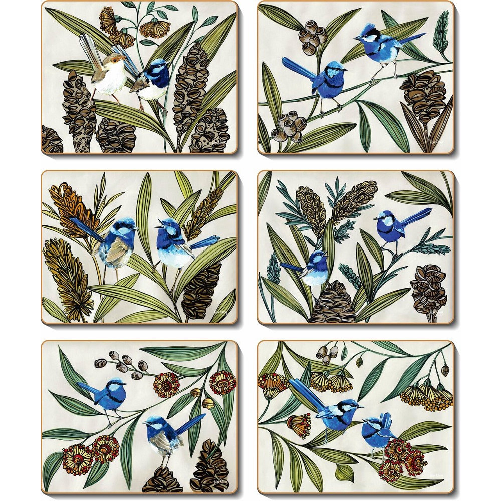 Cinnamon Helen Ashley Placemat Set of 6 Blue Wren