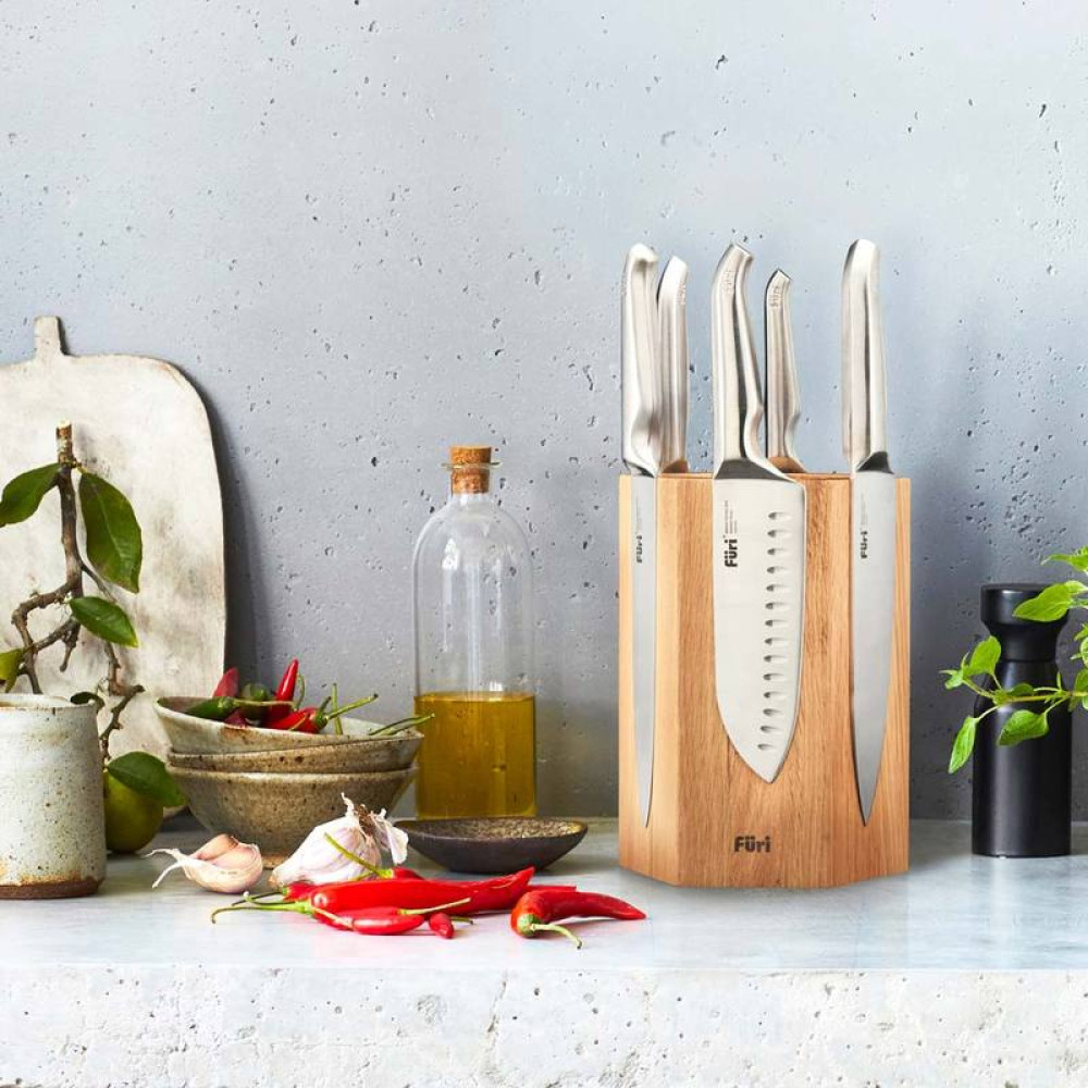 Furi Pro Hexagonal Knife Block 7 Piece Set Kitchenware Australia