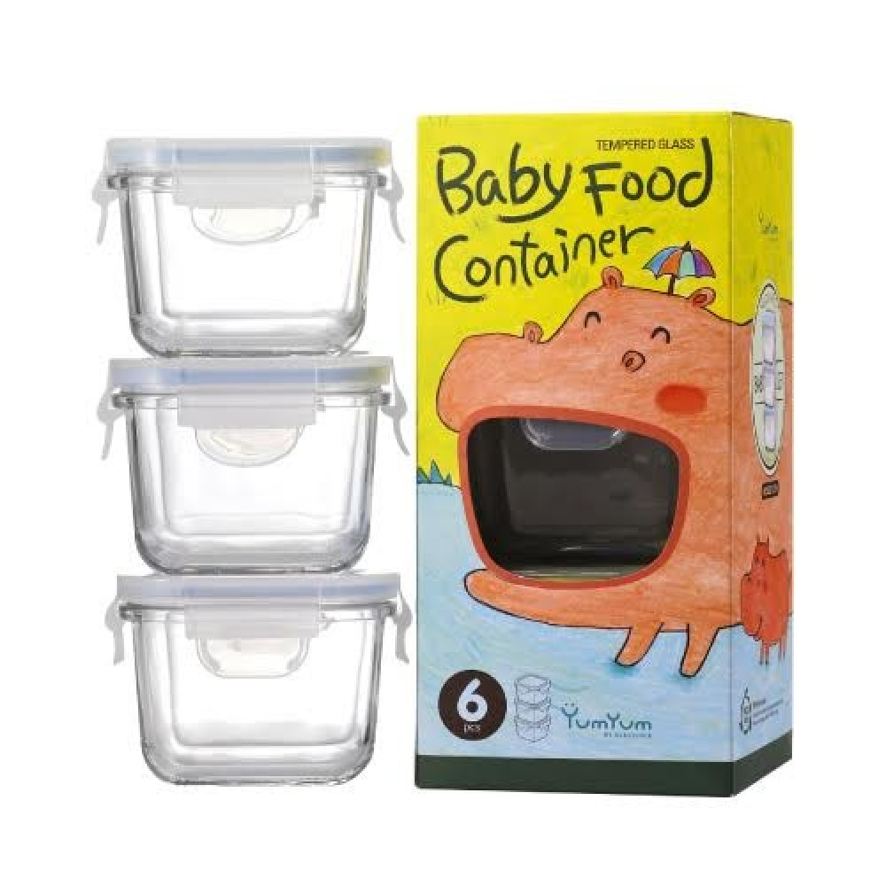 Glasslock Baby Food Container Set 3pc Square 210ml