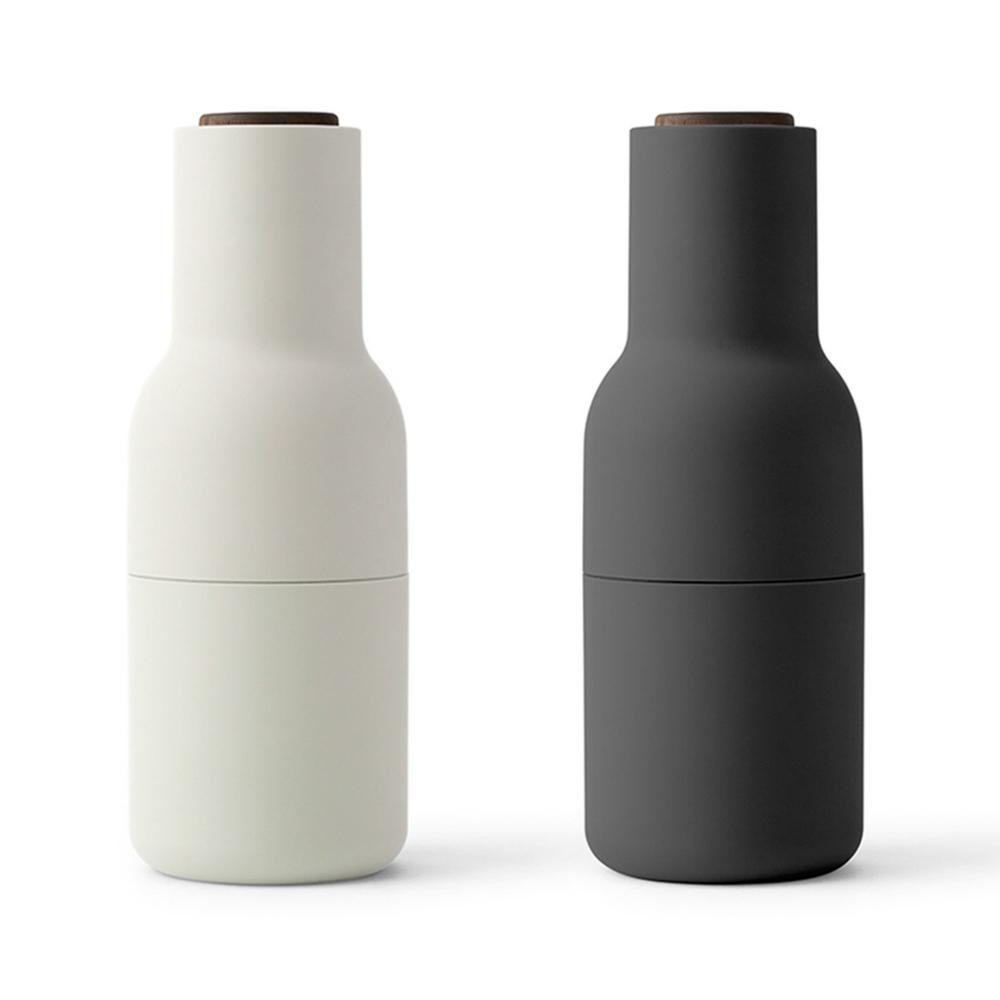 Menu Salt & Pepper Bottle Grinder Set Ash and Carbon Beechwood Lid