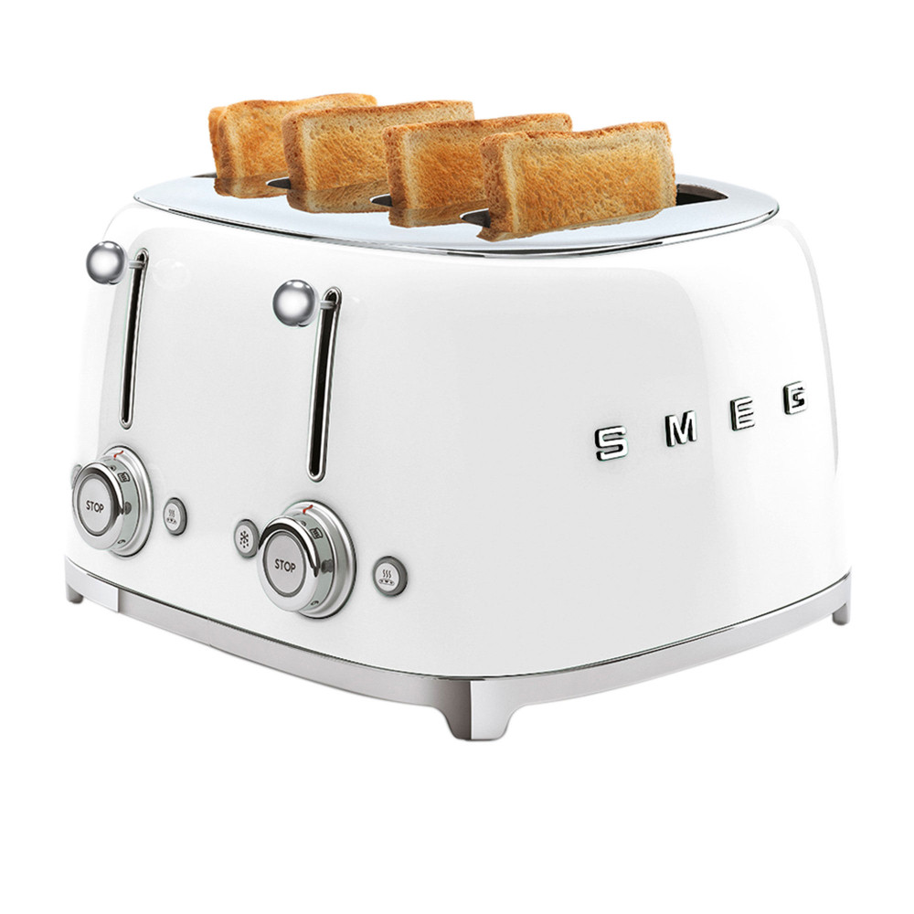 Smeg 50's Retro Style TSF03 4 Slot Toaster White Kitchenware Australia
