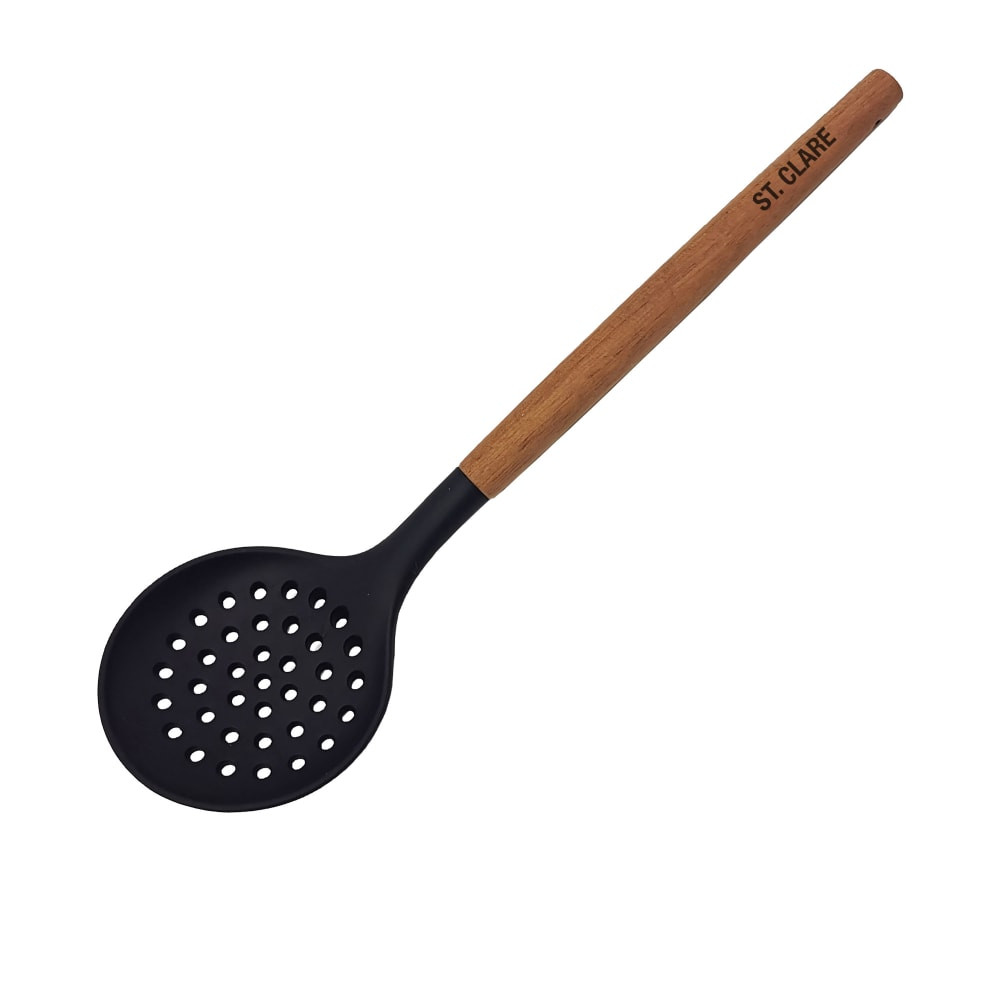 St. Clare Silicone Skimmer with Acacia Handle Black