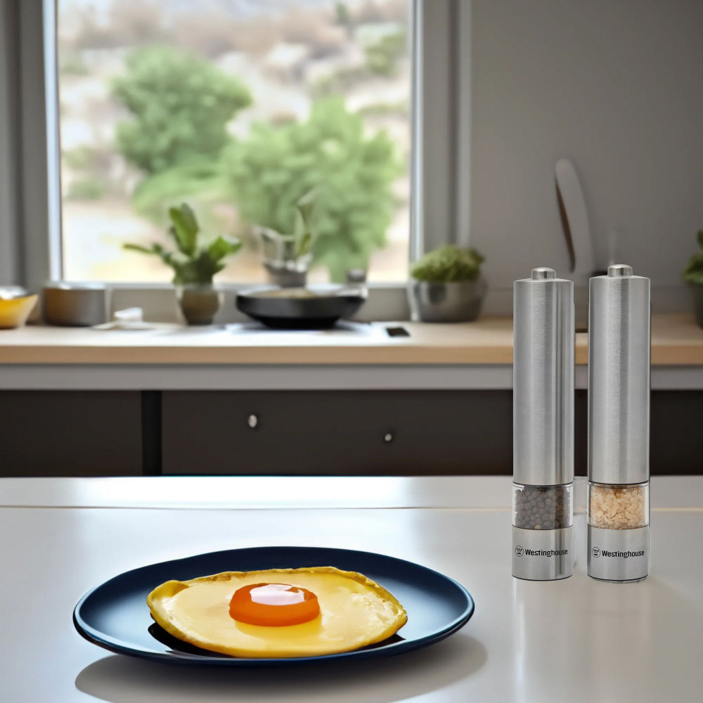 Westinghouse Electric Salt and Pepper Mill Set Stainless Steel