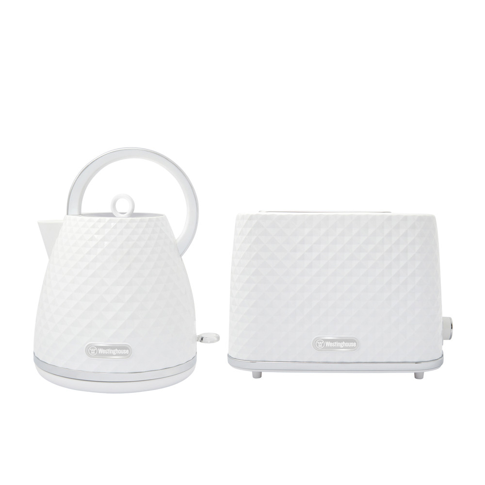 Westinghouse Kettle and Toaster Pack White Diamond Pattern Kitchenware Australia