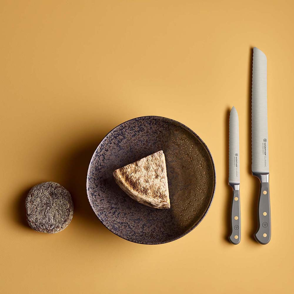 Wusthof Classic Serrated Utility Knife 14cm Velvet Oyster Kitchenware