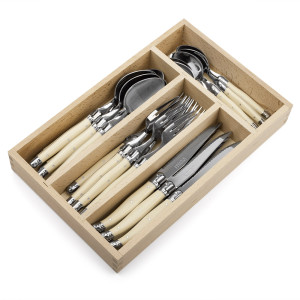 Laguiole Andre Verdier Debutant Polished Cutlery Set Ivory  - 24 Piece 