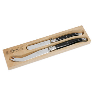 Laguiole Andre Verdier Debutant Polished Cheese Knife Black - 2 Piece