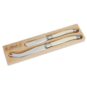 Laguiole Andre Verdier Debutant Polished Cheese Knife Ivory - 2 Piece
