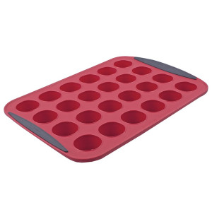 Daily Bake Silicone 24 Cup Mini Muffin Pan Red