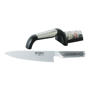 Global 2 Piece Chef Knife and Sharpener Set