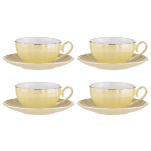 Ashdene Parisienne Pearl Cup and Saucer Set of 4 Buttermilk
