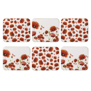 Ashdene Red Poppies Coaster Set of 6