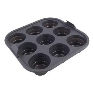Daily Bake Silicone Square Collapsible 9 Cup Mini Muffin Pan 22x22cm Charcoal