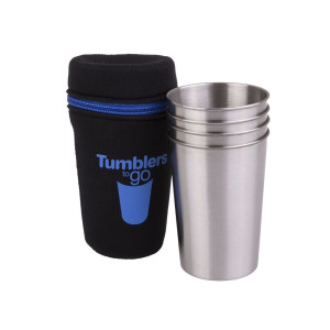D.Line Stainless Steel Tumblers To Go 350ml Set of 4 with Case
