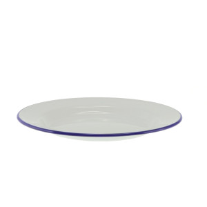Falcon Enamel Dinner Plate White with Blue Rim 26cm
