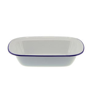 Falcon Enamel Oblong Pie Dish White with Blue Rim 32x24x7cm