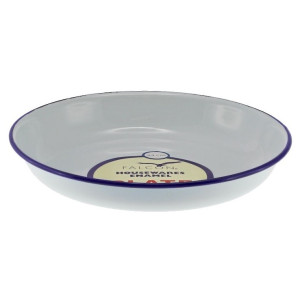 Falcon Enamel Pasta Plate White with Blue Rim 24x4cm