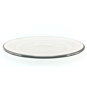 Falcon Enamel Side Plate White with Grey Rim 20cm