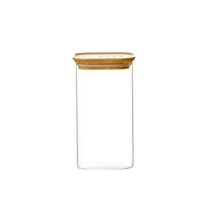 Kitchen Pro Eco Square Glass Canister with Bamboo Lid 1.5L