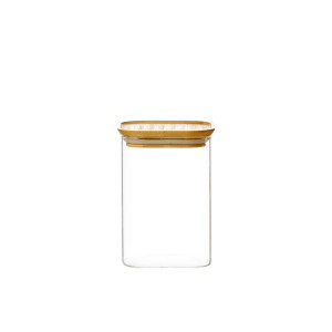 Kitchen Pro Eco Square Glass Canister with Bamboo Lid 1.1L