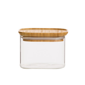 Kitchen Pro Eco Square Glass Canister with Bamboo Lid 500ml