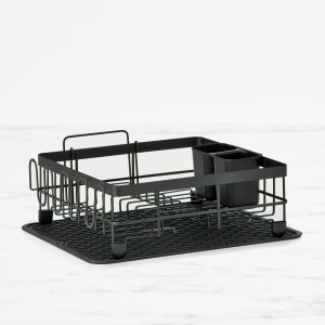 Kitchen Pro Tidy Dish Rack with Silicone Mat Black