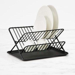 Kitchen Pro Tidy Foldable Dish Rack with Tray Black