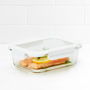 Kitchen Pro VersaLock Rectangular Glass Container 1L White