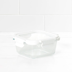 Kitchen Pro VersaLock Square Glass Container 520ml White