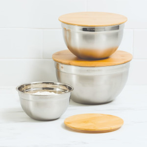 Kitchen Pro Mixwell Mixing Bowl with Bamboo Lid Set 3pc