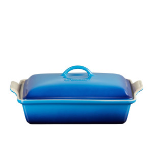 Le Creuset Stoneware Heritage Deep Covered Rectangular Dish with Lid 33cm Azure Blue