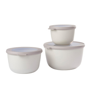 Mepal Cirqula Round Multi Storage Bowl High Set 3pc Nordic White