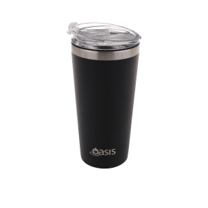 Oasis Double Wall Insulated Travel Mug with Lid 480ml Matte Black