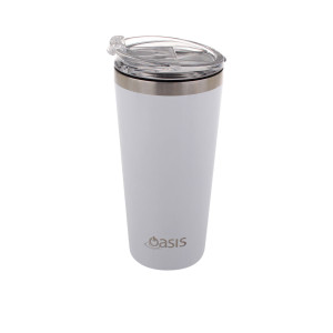 Oasis Double Wall Insulated Travel Mug with Lid 480ml White