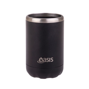 Oasis Stainless Steel Insulated Cooler Can 375ml Black