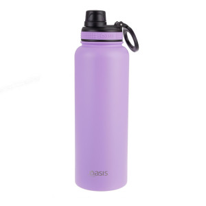 Oasis Stainless Steel Insulated Challenger Sports Water Bottle with Screw Cap 1.1L Lavender
