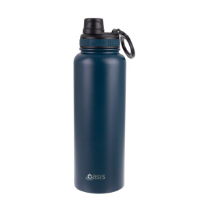 Oasis Stainless Steel Insulated Challenger Sports Water Bottle with Screw Cap 1.1L Navy