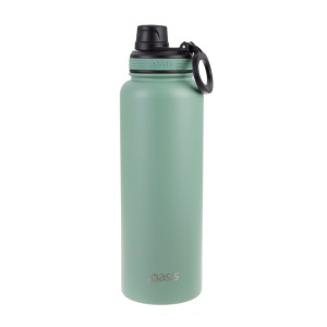 Oasis Stainless Steel Insulated Challenger Sports Water Bottle with Screw Cap 1.1L Sage Green