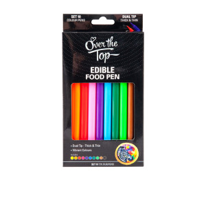 Over The Top Edible Food Pen Set of 10 Multicolour