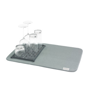 Polder Microfibre Drying Mat with Glass Tray Gray