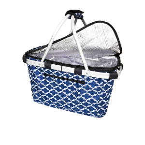 Sachi Insulated Carry Basket with Lid Moroccan Navy