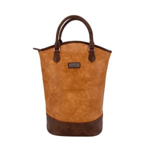 Sachi Two Bottle Wine Tote Faux Leather Tan