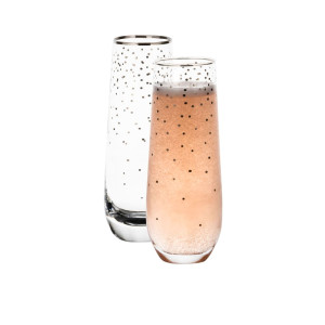 Salisbury & Co Festive Stemless Champagne Glass 280ml Set of 2 Silver