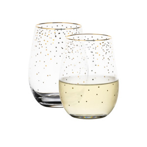 Salisbury & Co Festive Stemless Wine Glass 450ml Set of 2 Gold