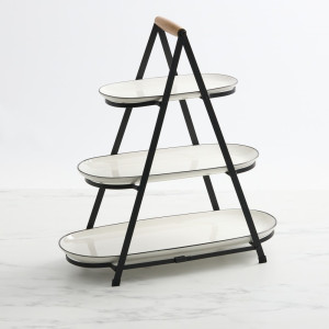 Salisbury & Co Mona 3 Tier Serving Tower White with Black Speckle