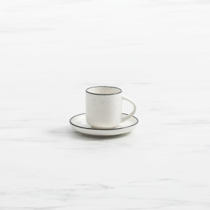 Salisbury & Co Mona Espresso Cup and Saucer 80ml White with Black Speckle